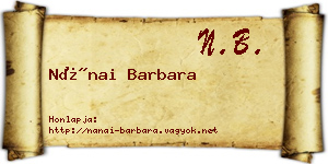 Nánai Barbara névjegykártya